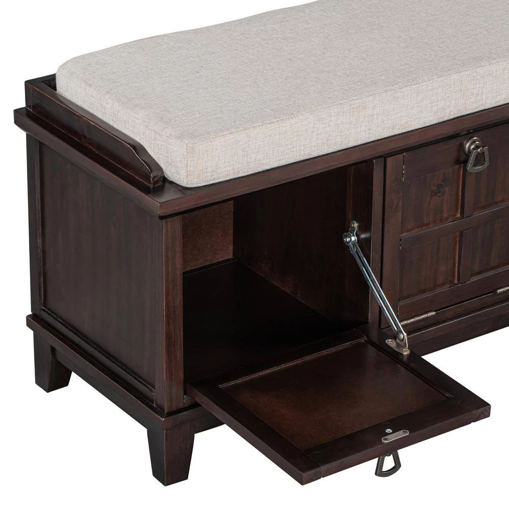 Espresso Storage Bench with Beige Cushion (42.9 in. L x 15 in. W x 19.3 in. H) by ATHMILE 6 Espresso Storage Bench with Beige Cushion (42.9 in. L x 15 in. W x 19.3 in. H) by ATHMILE - Image 6