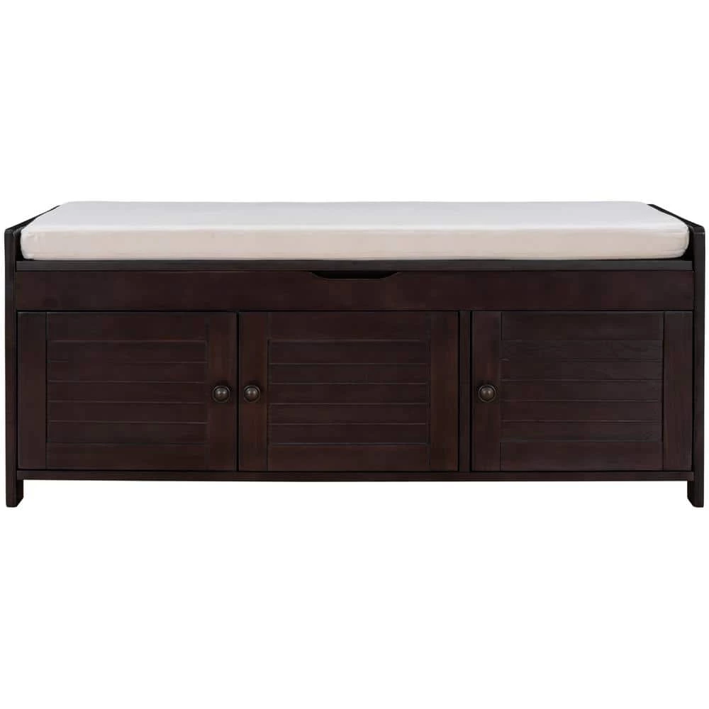 Espresso Shoe Bench with Removable Cushion and Hidden Storage Space 43.5 in. L x 16 in. W x 18 in. H by ATHMILE 1 Espresso Shoe Bench with Removable Cushion and Hidden Storage Space 43.5 in. L x 16 in. W x 18 in. H by ATHMILE