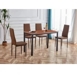 5-Piece Coffee wood Top Table Set (Seats-4) by ATHMILE 15 5-Piece Coffee wood Top Table Set (Seats-4) by ATHMILE -ATHMILE Sales Store espresso athmile dining room sets ddw854s00002 31 1000