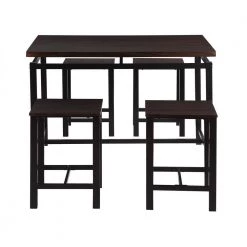 5-Piece Espresso Wood Top Table Set (Seats-4) by ATHMILE