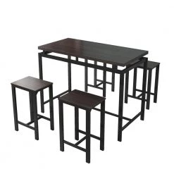 5-Piece Espresso Wood Top Dining Table Set (Seats 4) by ATHMILE