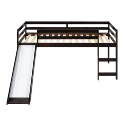 Espresso Twin Loft Bed with Slide by ATHMILE