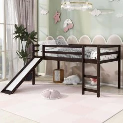 Espresso Twin Loft Bed with Slide by ATHMILE -ATHMILE Sales Store espresso athmile loft beds gz b2w20221972 c3 1000