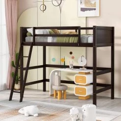 Espresso Twin Size Loft Bed with Ladder by ATHMILE -ATHMILE Sales Store espresso athmile loft beds gz b2w20221975 31 1000