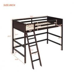 Espresso Twin Size Loft Bed with Ladder by ATHMILE -ATHMILE Sales Store espresso athmile loft beds gz b2w20221975 4f 1000