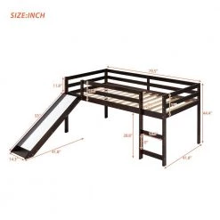 Espresso Twin Loft Bed with Slide by ATHMILE -ATHMILE Sales Store espresso athmile loft beds gz b2w20222030 4f 1000