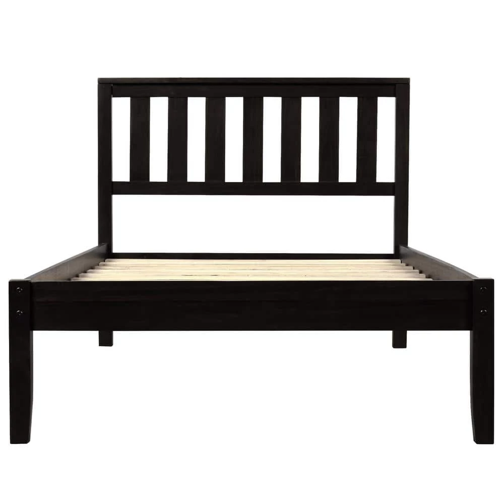 Espresso Twin Size Wood Platform Bed by ATHMILE 1 Espresso Twin Size Wood Platform Bed by ATHMILE