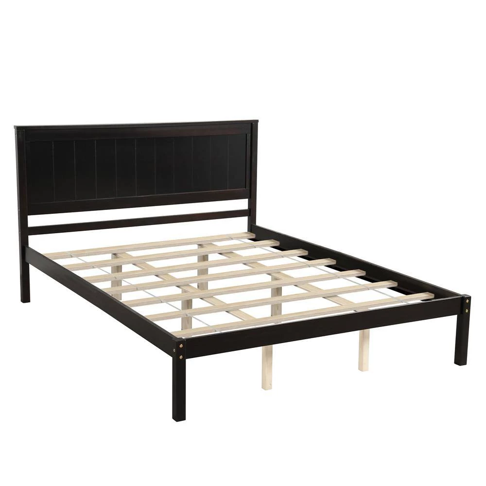 63.9 in. W Espresso Wood Frame Queen Platform Bed by ATHMILE 2 63.9 in. W Espresso Wood Frame Queen Platform Bed by ATHMILE - Image 2