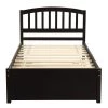 Espresso Brown Twin Size Platform Bed Wood Bed Frame with Trundle by ATHMILE