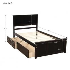 76 in. W Espresso Wood Frame Twin Platform Storage Bed with Drawers by ATHMILE 12 76 in. W Espresso Wood Frame Twin Platform Storage Bed with Drawers by ATHMILE -ATHMILE Sales Store espresso athmile platform beds gz b2w20222015 4f 1000