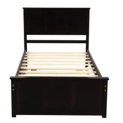 76 in. W Espresso Wood Frame Twin Platform Storage Bed with Drawers by ATHMILE