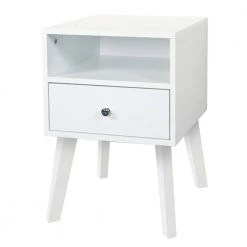 1-Drawer Gloss White Nightstand 22.4 in. H x 11.8 in. W x 15 in. D by ATHMILE -ATHMILE Sales Store gloss white athmile nightstands ddw128547829 1f 1000
