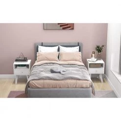 1-Drawer Gloss White Nightstand 22.4 in. H x 11.8 in. W x 15 in. D by ATHMILE -ATHMILE Sales Store gloss white athmile nightstands ddw128547829 31 1000