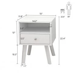 1-Drawer Gloss White Nightstand 22.4 in. H x 11.8 in. W x 15 in. D by ATHMILE -ATHMILE Sales Store gloss white athmile nightstands ddw128547829 44 1000