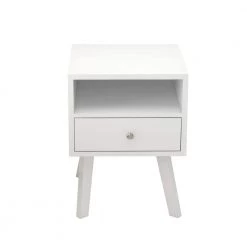 1-Drawer Gloss White Nightstand 22.4 in. H x 11.8 in. W x 15 in. D by ATHMILE