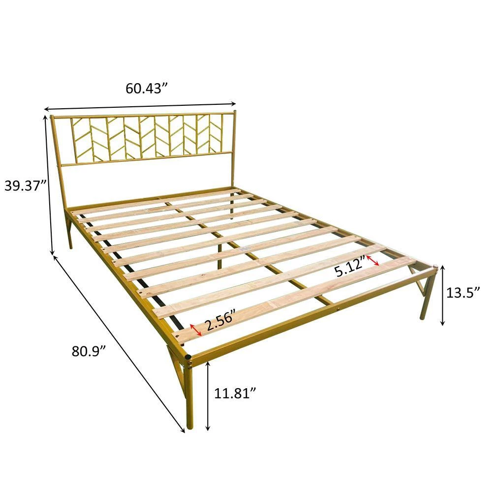 Gold Queen Platform Bed by ATHMILE 5 Gold Queen Platform Bed by ATHMILE - Image 5