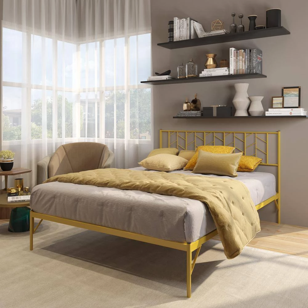 Gold Queen Platform Bed by ATHMILE 7 Gold Queen Platform Bed by ATHMILE - Image 7