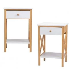 1-Drawer Golden White Nightstand (Set of 2) by ATHMILE