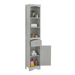 Gray Tall FreeStanding Storage Cabinet with Door and Adjustable Shelf by ATHMILE -ATHMILE Sales Store gray athmile accent cabinets gz b2w20220675 4f 1000