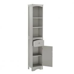 Gray Tall FreeStanding Storage Cabinet with Door and Adjustable Shelf by ATHMILE -ATHMILE Sales Store gray athmile accent cabinets gz b2w20220675 77 1000