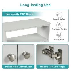 23.6 in. L x 11.8 in. W x 31.7 in. H Gray Square Freestanding Floor Storage Cabinet Adjustable Shelves for Home Kitchen by ATHMILE 16 23.6 in. L x 11.8 in. W x 31.7 in. H Gray Square Freestanding Floor Storage Cabinet Adjustable Shelves for Home Kitchen by ATHMILE -ATHMILE Sales Store gray athmile accent cabinets gz wf283639aae 4f 1000