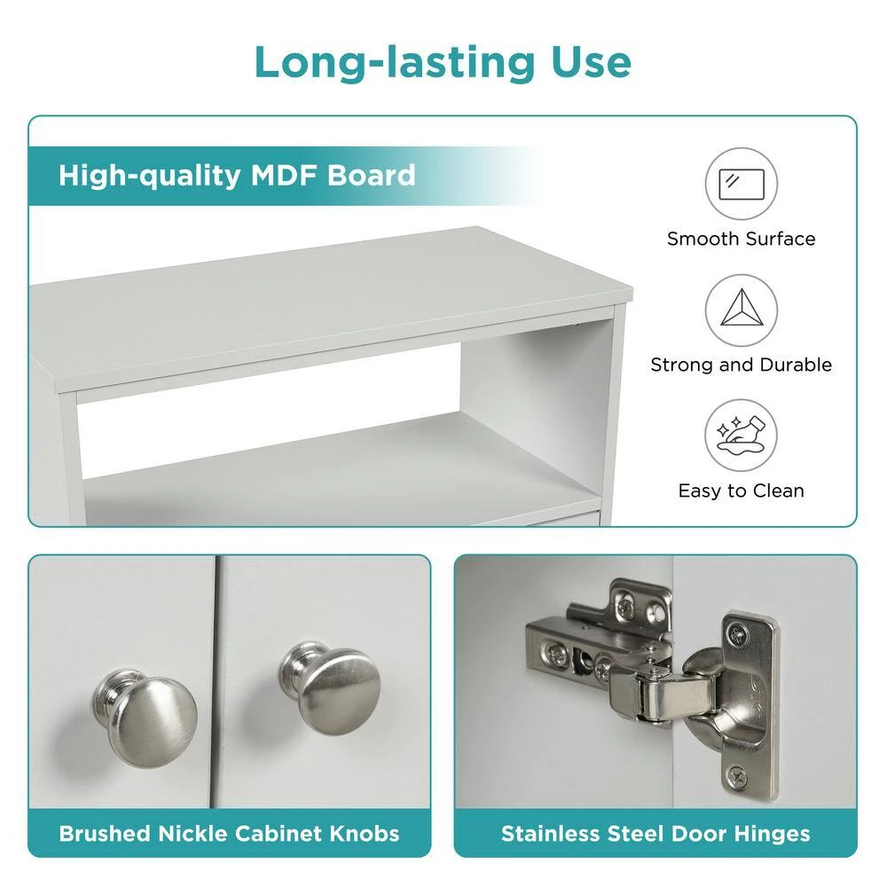 23.6 in. L x 11.8 in. W x 31.7 in. H Gray Square Freestanding Floor Storage Cabinet Adjustable Shelves for Home Kitchen by ATHMILE 6 23.6 in. L x 11.8 in. W x 31.7 in. H Gray Square Freestanding Floor Storage Cabinet Adjustable Shelves for Home Kitchen by ATHMILE - Image 6