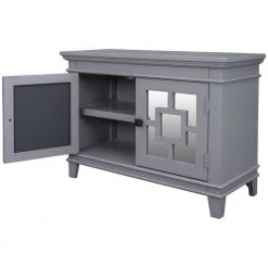 Gray Accent Storage Cabinet Wooden Cabinet with Mirror Door by ATHMILE -ATHMILE Sales Store gray athmile accent cabinets gzwf284088aae 1f 1000