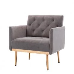 31.1 in. Gray Velvet Accent Chair Leisure Sofa Seating with Rose Golden Feet by ATHMILE 13 31.1 in. Gray Velvet Accent Chair Leisure Sofa Seating with Rose Golden Feet by ATHMILE -ATHMILE Sales Store gray athmile accent chairs gz w39531522 1f 1000