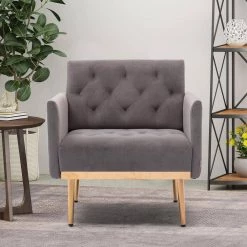 31.1 in. Gray Velvet Accent Chair Leisure Sofa Seating with Rose Golden Feet by ATHMILE 15 31.1 in. Gray Velvet Accent Chair Leisure Sofa Seating with Rose Golden Feet by ATHMILE -ATHMILE Sales Store gray athmile accent chairs gz w39531522 31 1000
