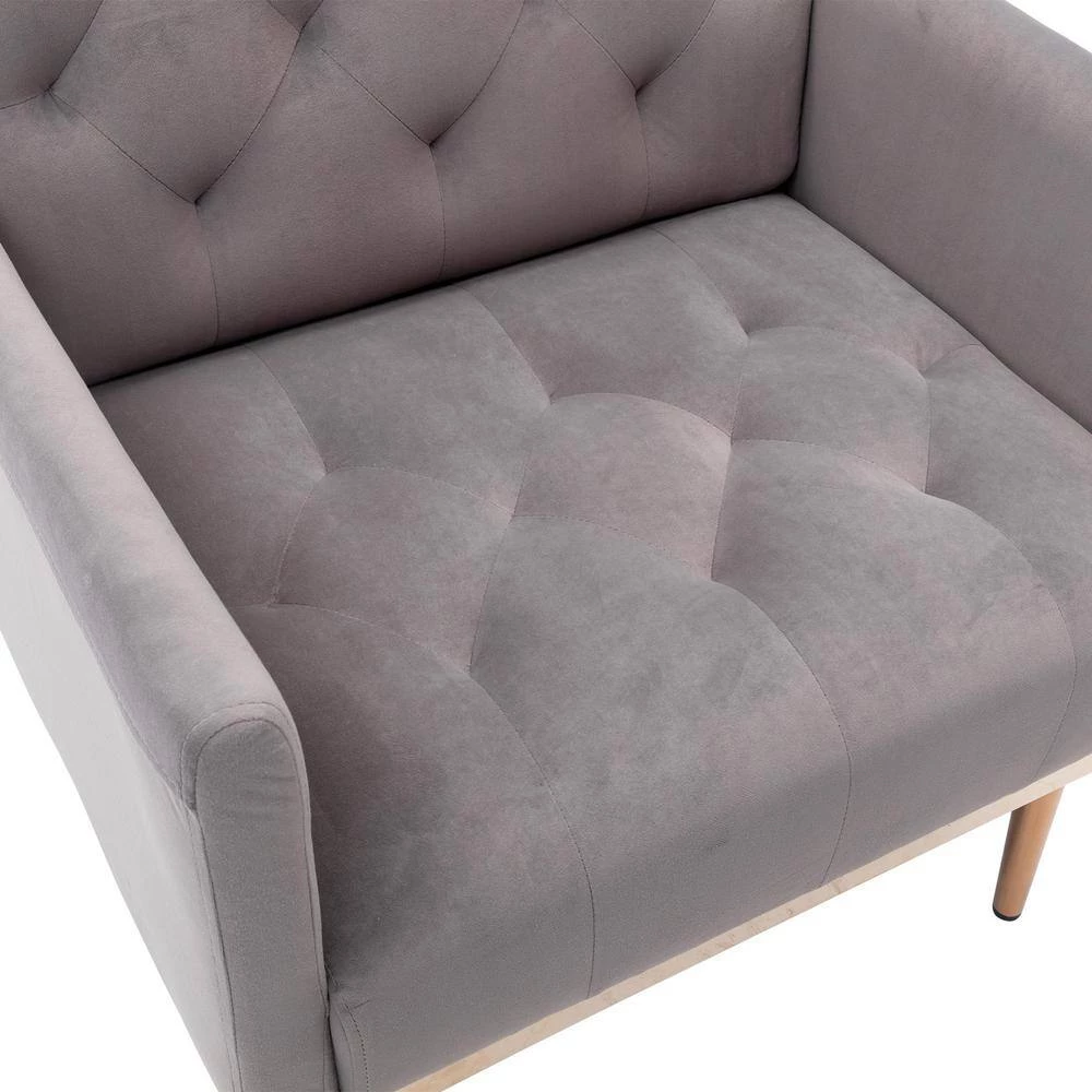 31.1 in. Gray Velvet Accent Chair Leisure Sofa Seating with Rose Golden Feet by ATHMILE 5 31.1 in. Gray Velvet Accent Chair Leisure Sofa Seating with Rose Golden Feet by ATHMILE - Image 5