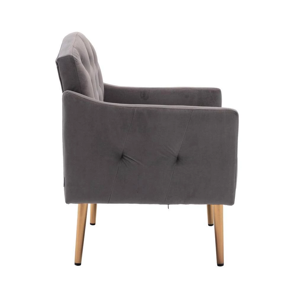 31.1 in. Gray Velvet Accent Chair Leisure Sofa Seating with Rose Golden Feet by ATHMILE 2 31.1 in. Gray Velvet Accent Chair Leisure Sofa Seating with Rose Golden Feet by ATHMILE - Image 2