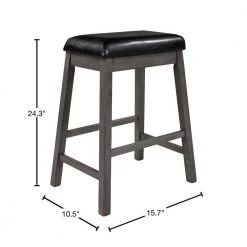 24.3 in. Gray Backless-Counter Height Wood Upholstered Stools Black Cushion (Set of 4) by ATHMILE -ATHMILE Sales Store gray athmile bar stools gz b2mox000004 40 1000