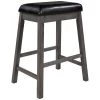 24.3 in. Gray Backless-Counter Height Wood Upholstered Stools Black Cushion (Set of 4) by ATHMILE