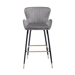 40.94 in. Gray Low Back Metal Frame Bar Stools with Footrest (Set of 2) by ATHMILE