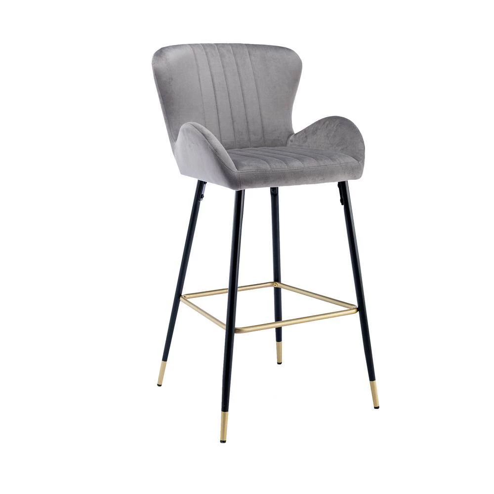 40.94 in. Gray Low Back Metal Frame Bar Stools with Footrest (Set of 2) by ATHMILE 2 40.94 in. Gray Low Back Metal Frame Bar Stools with Footrest (Set of 2) by ATHMILE - Image 2