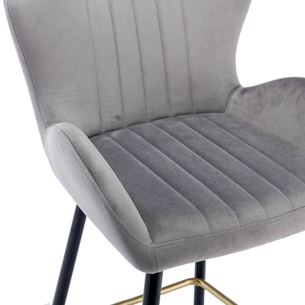 40.94 in. Gray Low Back Metal Frame Bar Stools with Footrest (Set of 2) by ATHMILE 7 40.94 in. Gray Low Back Metal Frame Bar Stools with Footrest (Set of 2) by ATHMILE - Image 7