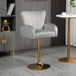 41 in. Gray Low Back Metal Frame Adjustable Bar Stool with Velvet Seat (Set of 1) by ATHMILE 17 41 in. Gray Low Back Metal Frame Adjustable Bar Stool with Velvet Seat (Set of 1) by ATHMILE -ATHMILE Sales Store gray athmile bar stools gz b2w20222358 31 1000