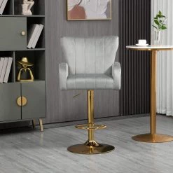 41 in. Gray Low Back Metal Frame Adjustable Bar Stool with Velvet Seat (Set of 1) by ATHMILE 11 41 in. Gray Low Back Metal Frame Adjustable Bar Stool with Velvet Seat (Set of 1) by ATHMILE -ATHMILE Sales Store gray athmile bar stools gz b2w20222358 c3 1000