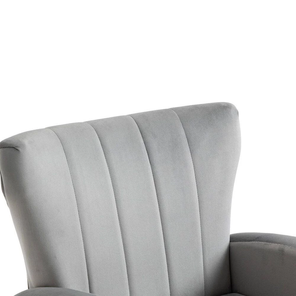 41 in. Gray Low Back Metal Frame Adjustable Bar Stool with Velvet Seat (Set of 1) by ATHMILE 7 41 in. Gray Low Back Metal Frame Adjustable Bar Stool with Velvet Seat (Set of 1) by ATHMILE - Image 7