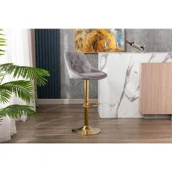 44.09 in. Low Back Gray Metal Frame Adjustable Cushioned Bar Stool with Toweling fabric Seat (Set of 1) by ATHMILE 14 44.09 in. Low Back Gray Metal Frame Adjustable Cushioned Bar Stool with Toweling fabric Seat (Set of 1) by ATHMILE -ATHMILE Sales Store gray athmile bar stools gz w39538740 66 1000