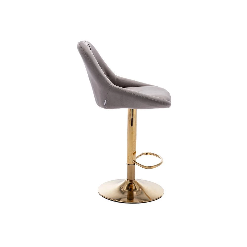 44.09 in. Low Back Gray Metal Frame Adjustable Cushioned Bar Stool with Toweling fabric Seat (Set of 1) by ATHMILE 2 44.09 in. Low Back Gray Metal Frame Adjustable Cushioned Bar Stool with Toweling fabric Seat (Set of 1) by ATHMILE - Image 2