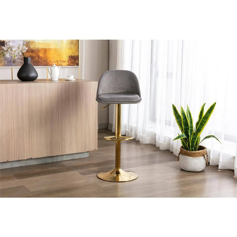 40.94 in. Low Back Gray Metal Frame Adjustable Cushioned Bar Stool with Toweling fabric Seat (Set of 1) by ATHMILE 10 40.94 in. Low Back Gray Metal Frame Adjustable Cushioned Bar Stool with Toweling fabric Seat (Set of 1) by ATHMILE - Image 10