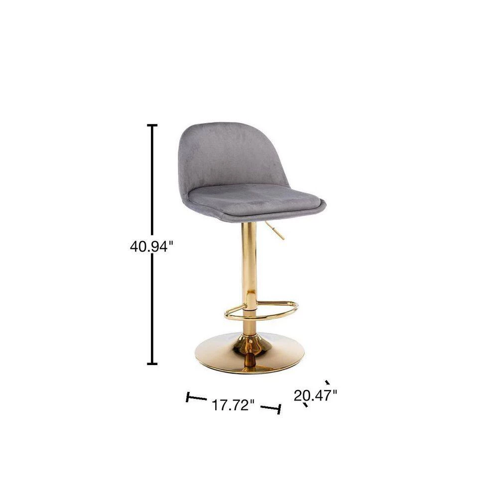 40.94 in. Low Back Gray Metal Frame Adjustable Cushioned Bar Stool with Toweling fabric Seat (Set of 1) by ATHMILE 3 40.94 in. Low Back Gray Metal Frame Adjustable Cushioned Bar Stool with Toweling fabric Seat (Set of 1) by ATHMILE - Image 3