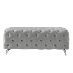 Gray Upholstered Velvet Button-Tufted Ottoman Bench 51.18 in. L x 19.68 in. D x 18.89 in. H by ATHMILE