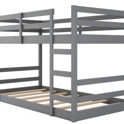 Gray Twin Over Twin Bunk Bed with Ladder by ATHMILE -ATHMILE Sales Store gray athmile bunk beds gz b2w20221553 1f 1000