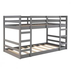 Gray Twin Over Twin Bunk Bed with Ladder by ATHMILE