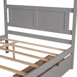 Full Size Canopy Platform Bed with 2-Drawers, With Slat Support Leg, Gray by ATHMILE 15 Full Size Canopy Platform Bed with 2-Drawers, With Slat Support Leg, Gray by ATHMILE -ATHMILE Sales Store gray athmile canopy beds gz b2n7090005 1f 1000