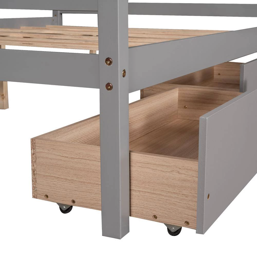 Full Size Canopy Platform Bed with 2-Drawers, With Slat Support Leg, Gray by ATHMILE 7 Full Size Canopy Platform Bed with 2-Drawers, With Slat Support Leg, Gray by ATHMILE - Image 7