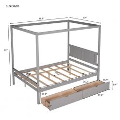 Full Size Canopy Platform Bed with 2-Drawers, With Slat Support Leg, Gray by ATHMILE 13 Full Size Canopy Platform Bed with 2-Drawers, With Slat Support Leg, Gray by ATHMILE -ATHMILE Sales Store gray athmile canopy beds gz b2n7090005 c3 1000