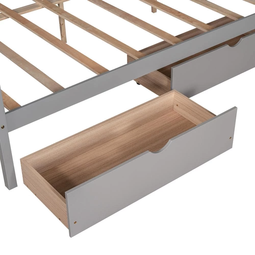 Full Size Canopy Platform Bed with 2-Drawers, With Slat Support Leg, Gray by ATHMILE 8 Full Size Canopy Platform Bed with 2-Drawers, With Slat Support Leg, Gray by ATHMILE - Image 8